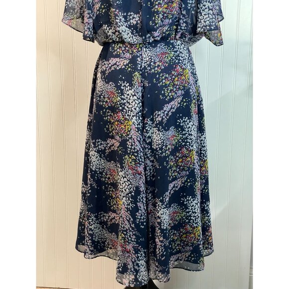 ModCloth Floral A-Line Midi Skirt S Polyester Navy Multicolor Pockets - Picture 14 of 16